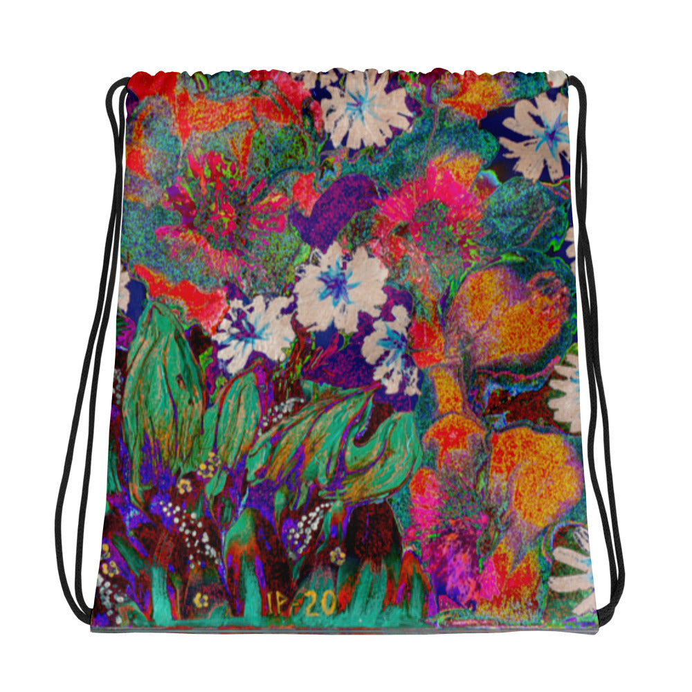 Drawstring bag orange flowers