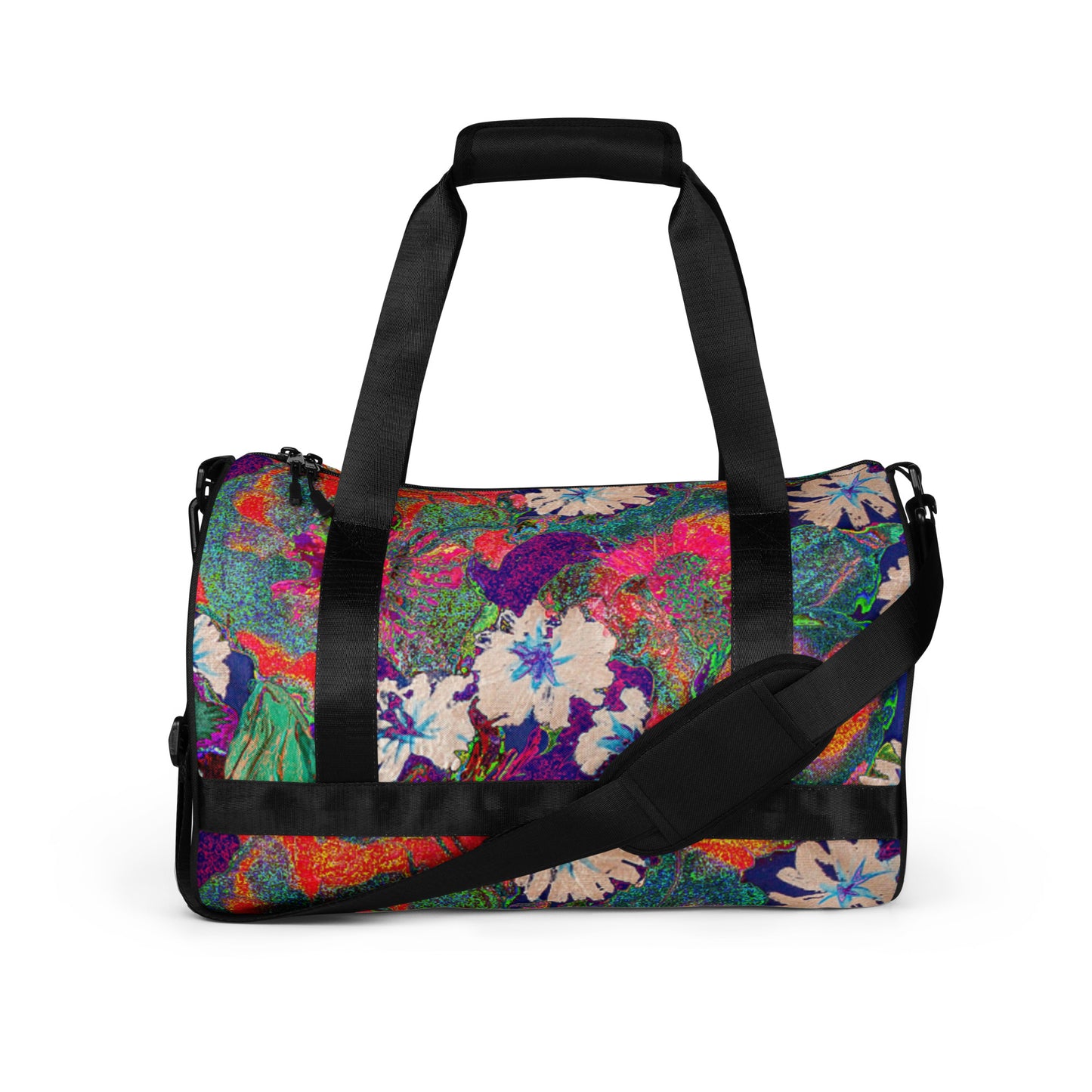 All-over print gym bag orange flowers