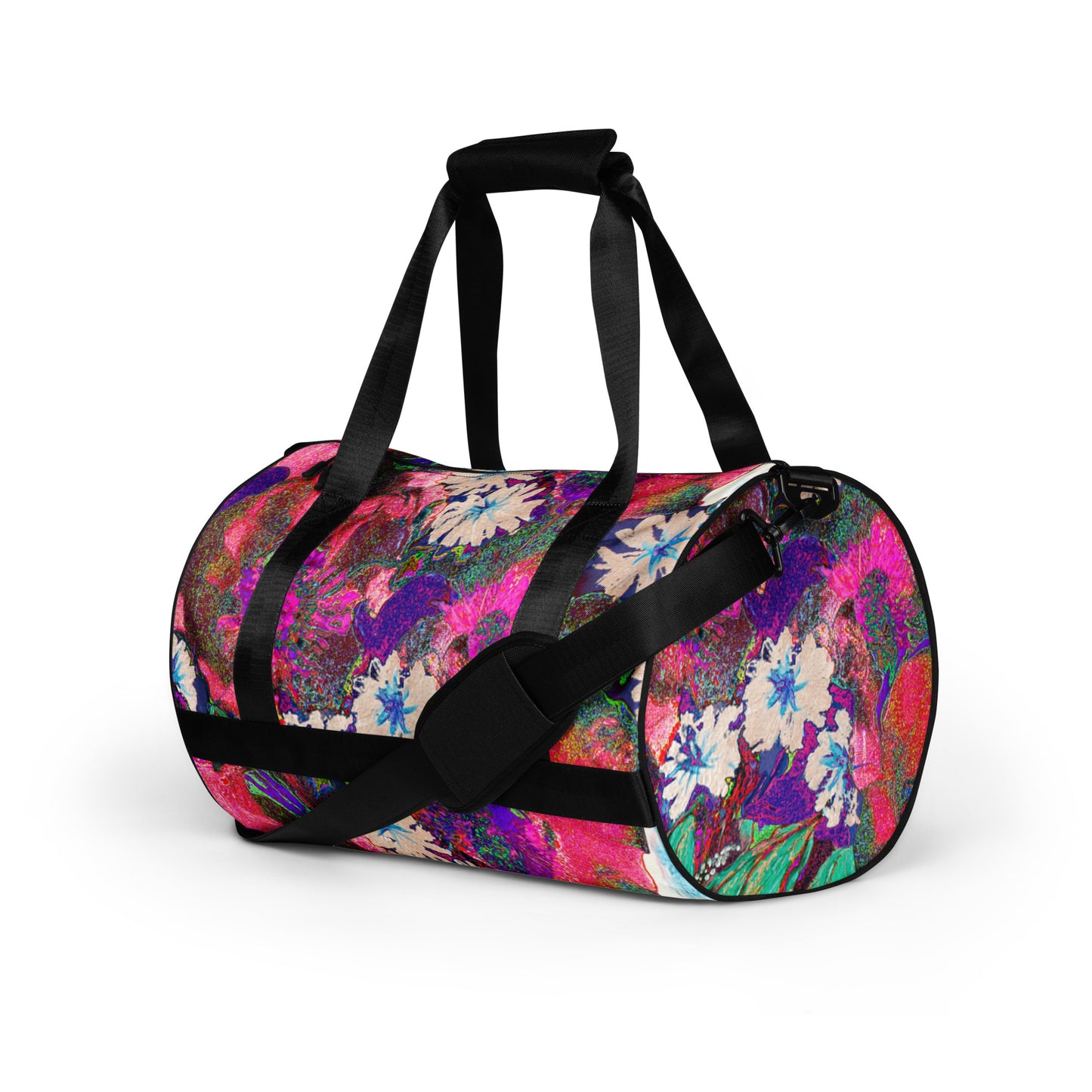 All-over print gym bag pink flowers