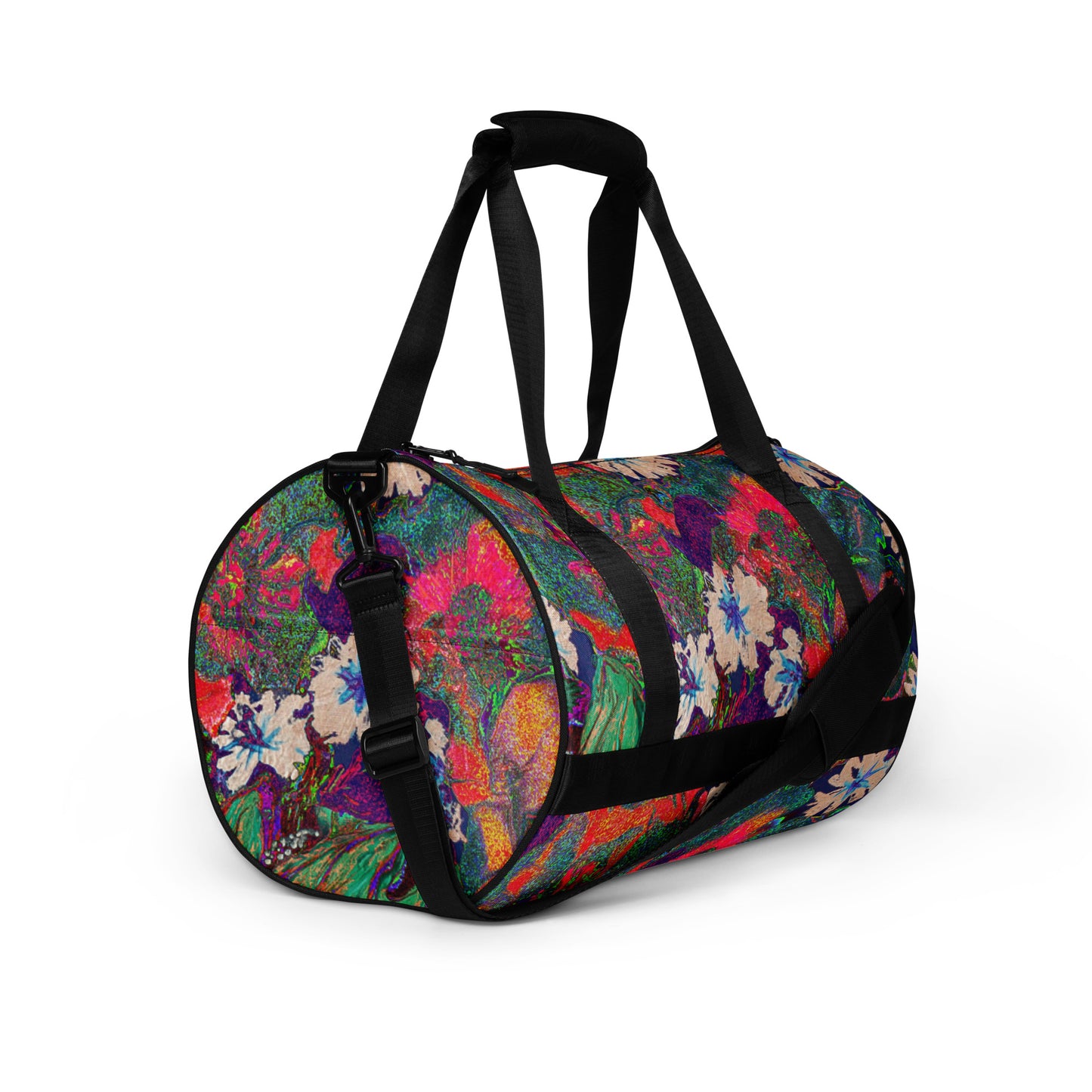 All-over print gym bag orange flowers