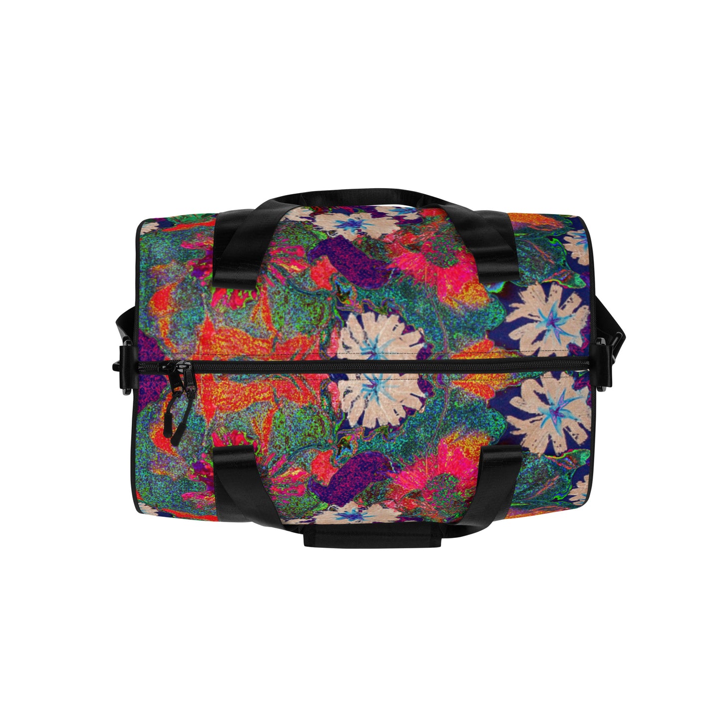 All-over print gym bag orange flowers