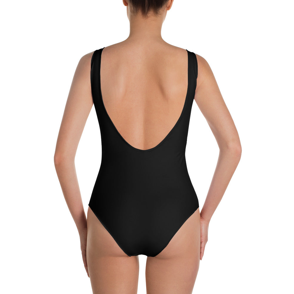 One-Piece Swimsuit Tulips on black