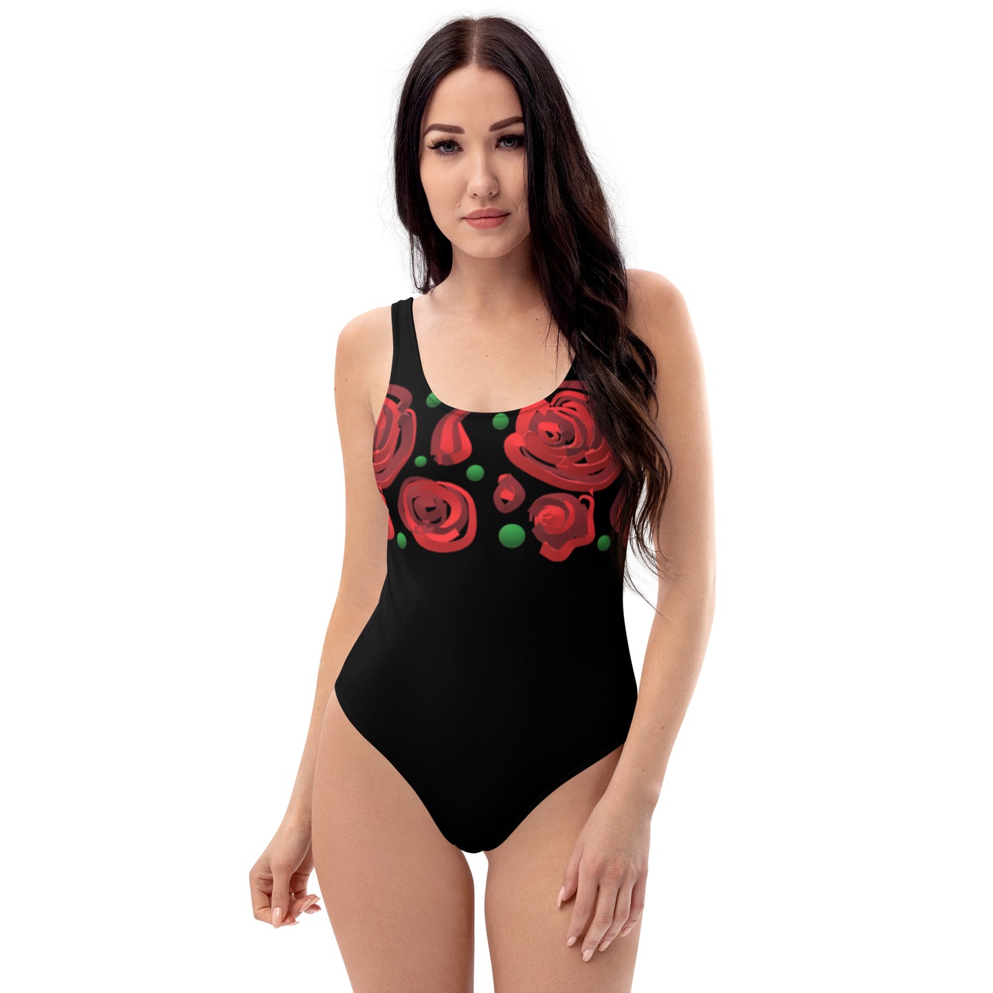 One-Piece Swimsuit Geometric Roses