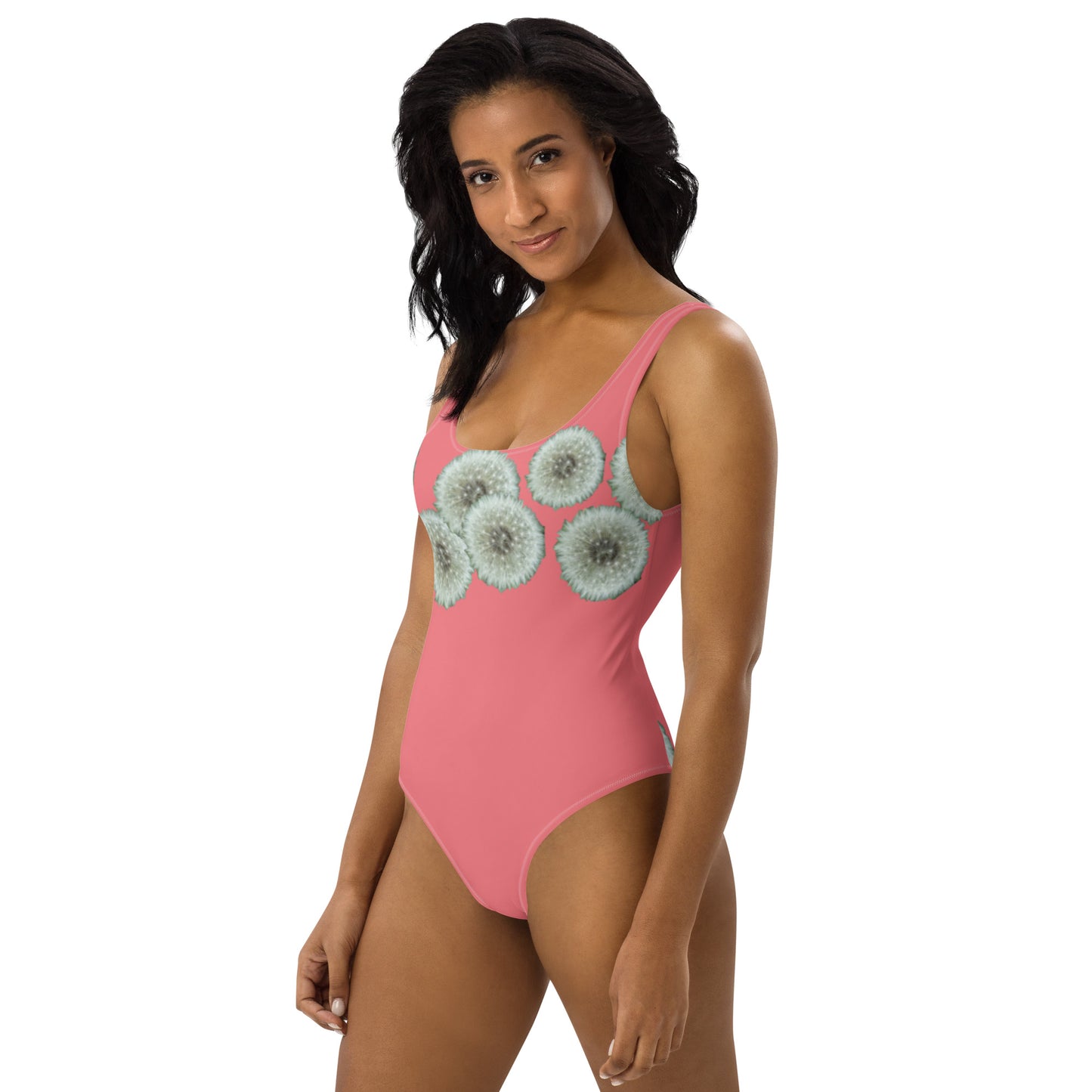 One-Piece Swimsuit Dandelions on pink