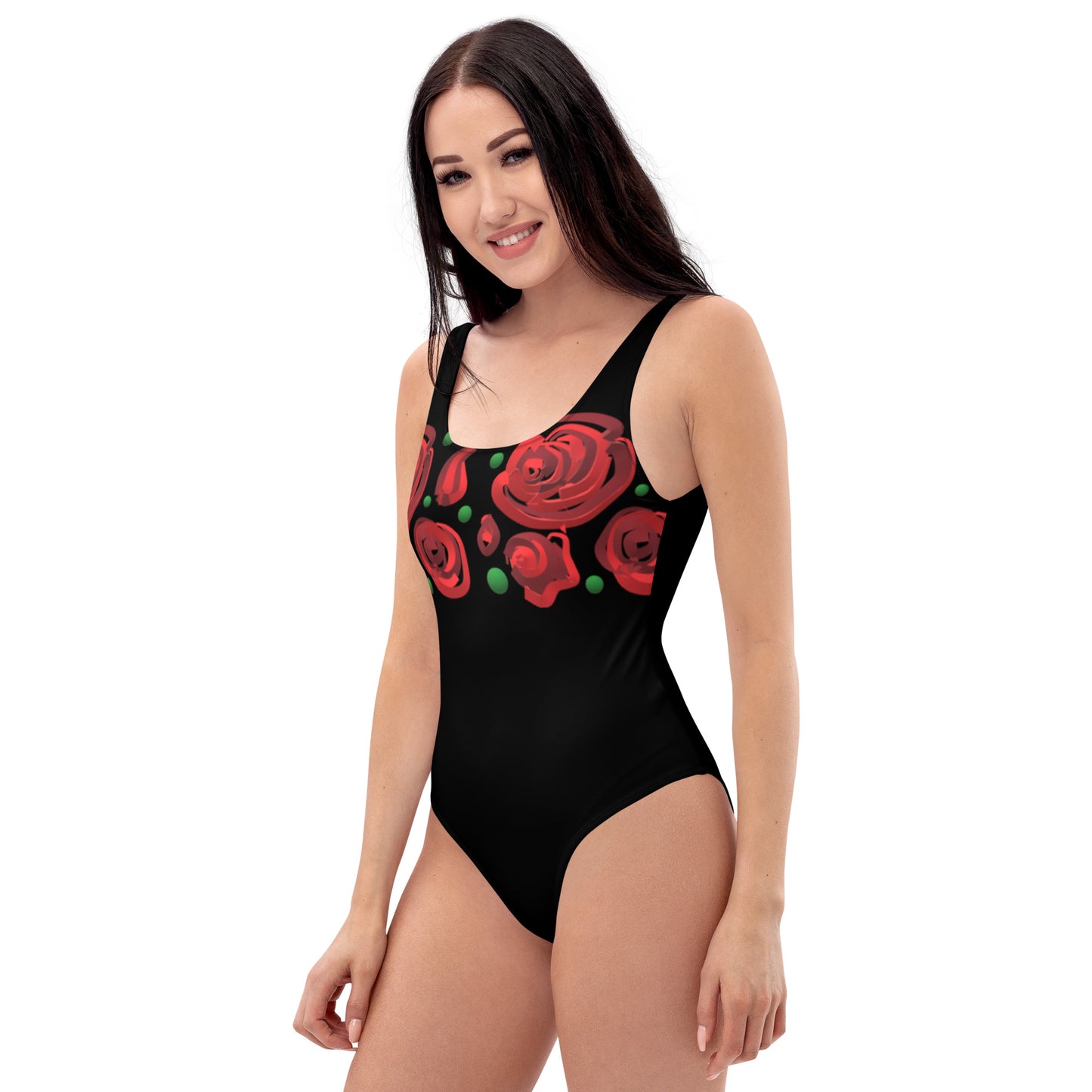 One-Piece Swimsuit Geometric Roses