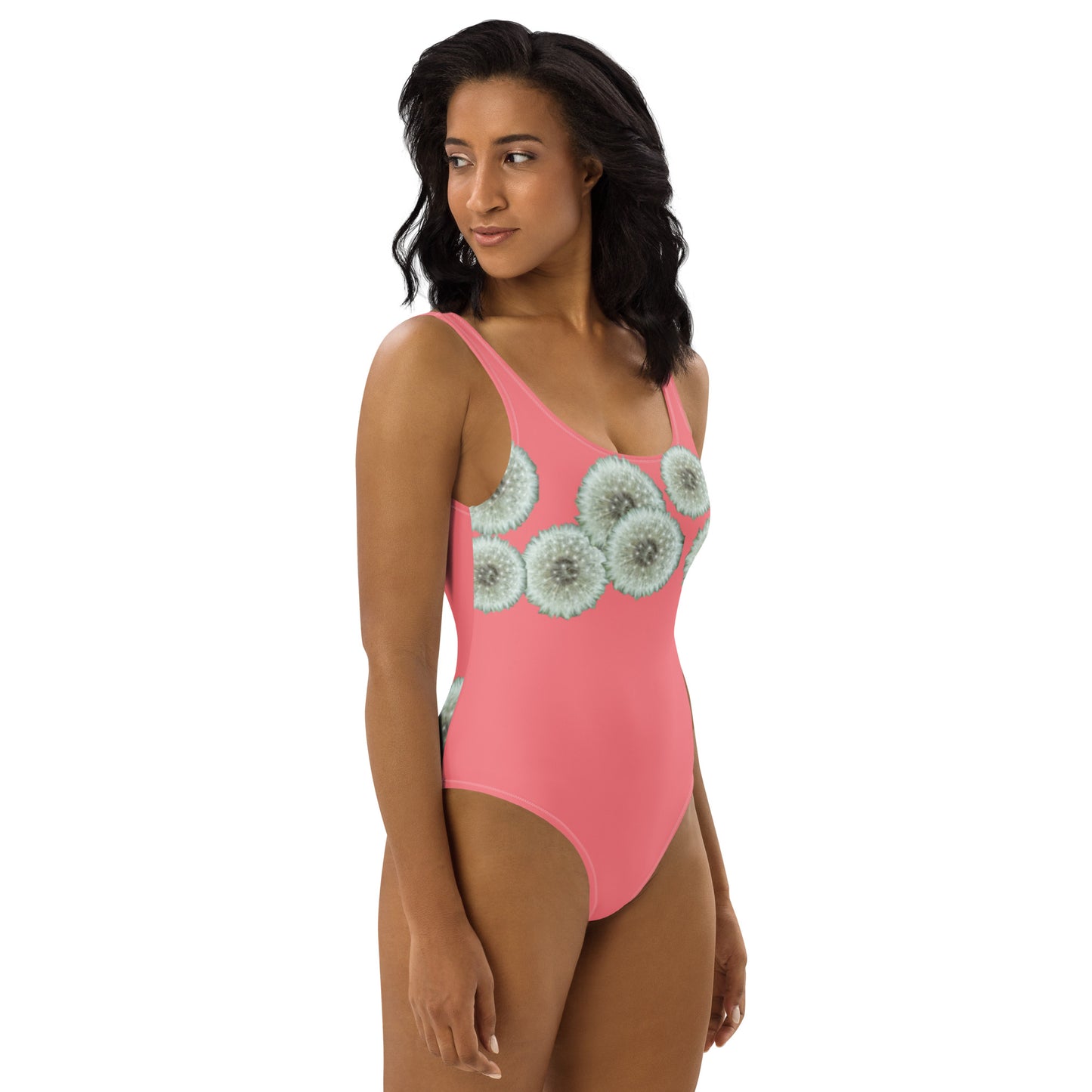One-Piece Swimsuit Dandelions on pink