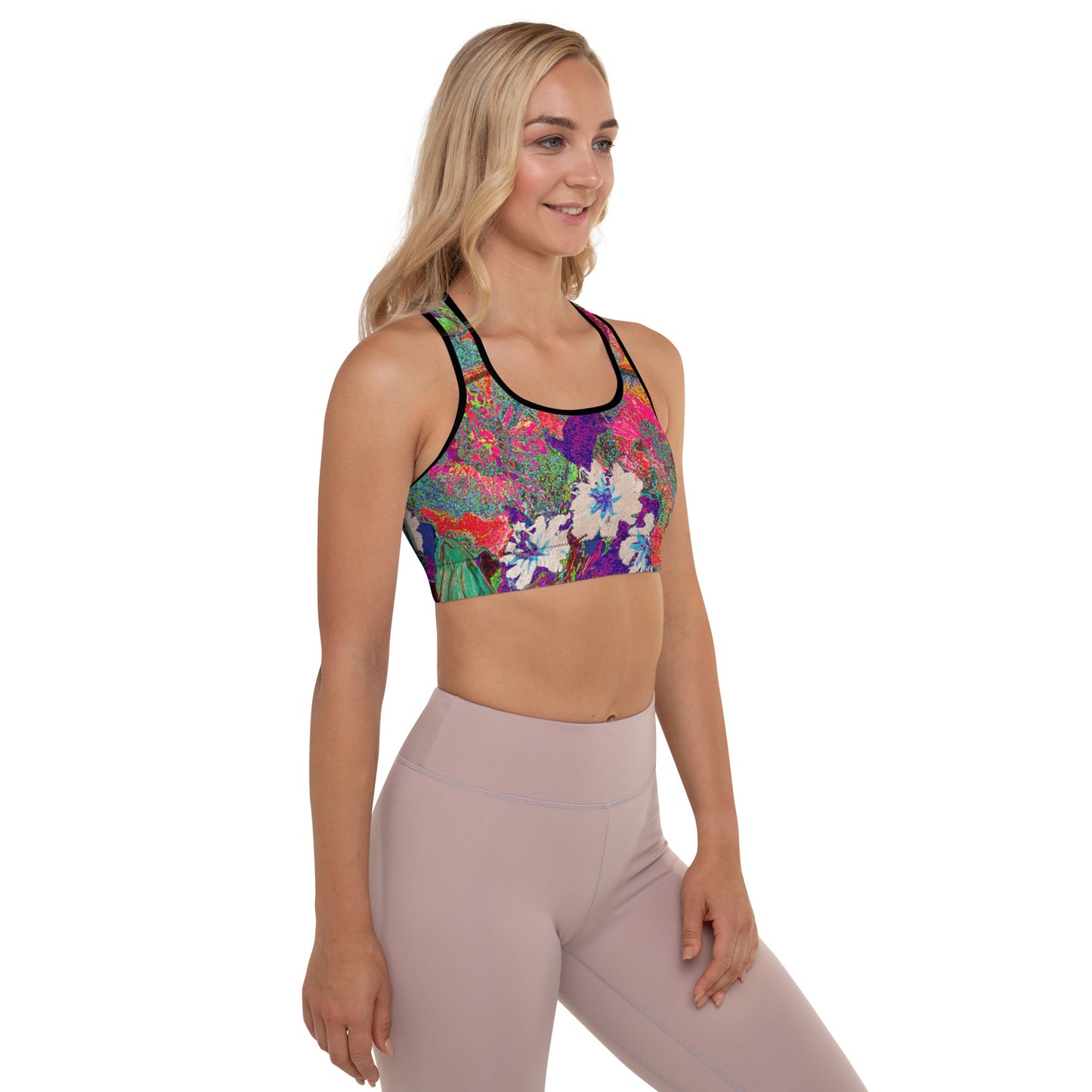 Padded Sports Bra orange flowers
