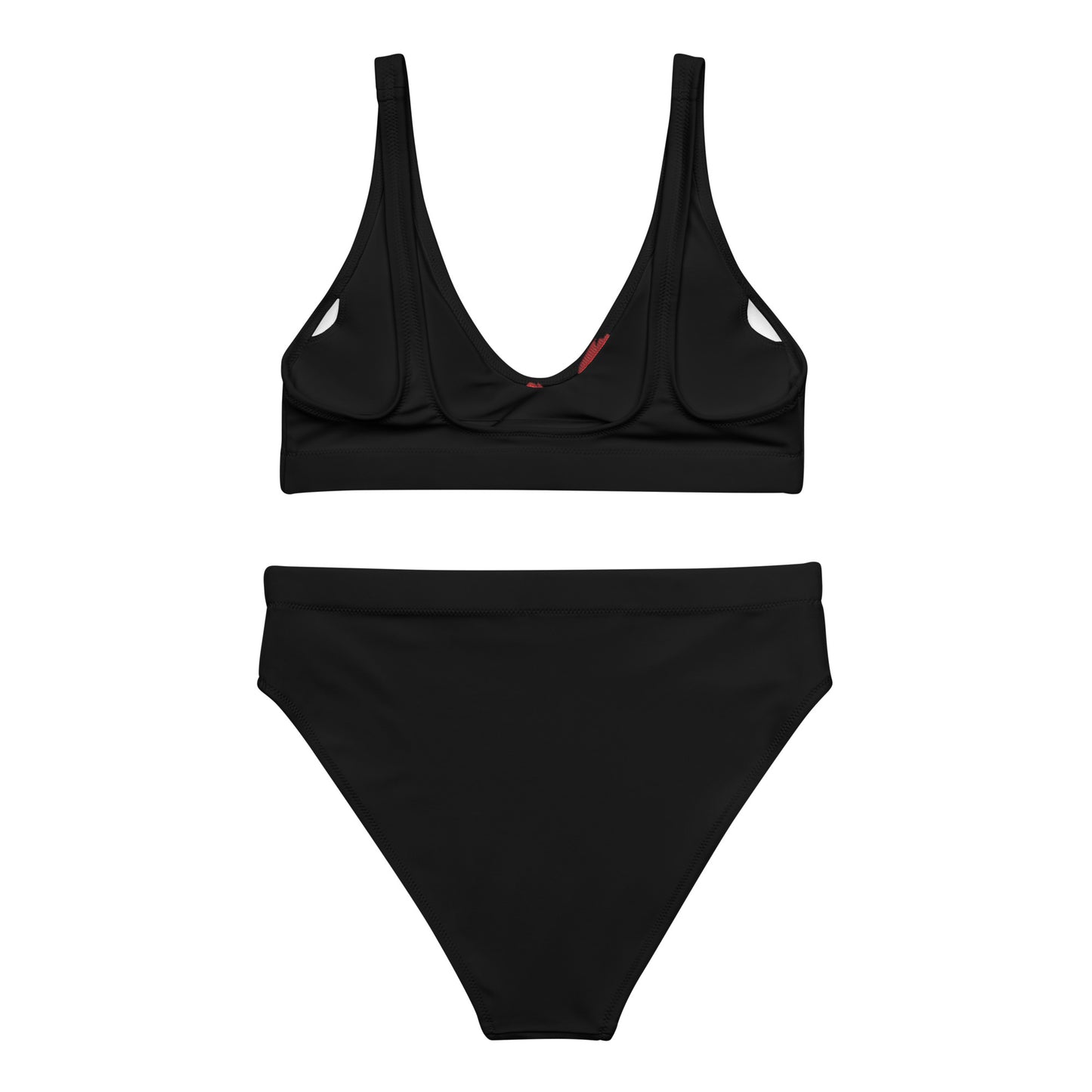 Recycled high-waisted bikini Tulips on black