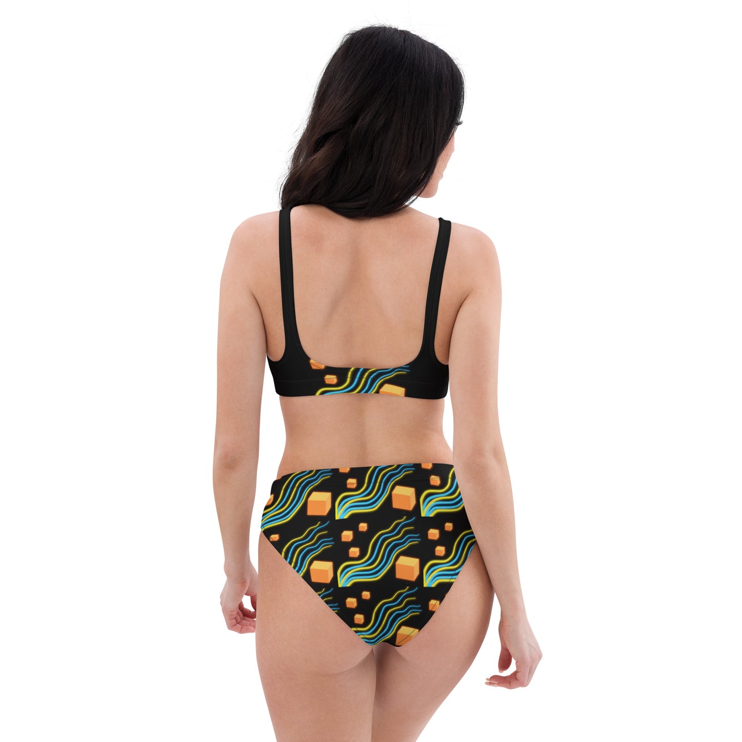 Recycled high-waisted bikini Waive on black