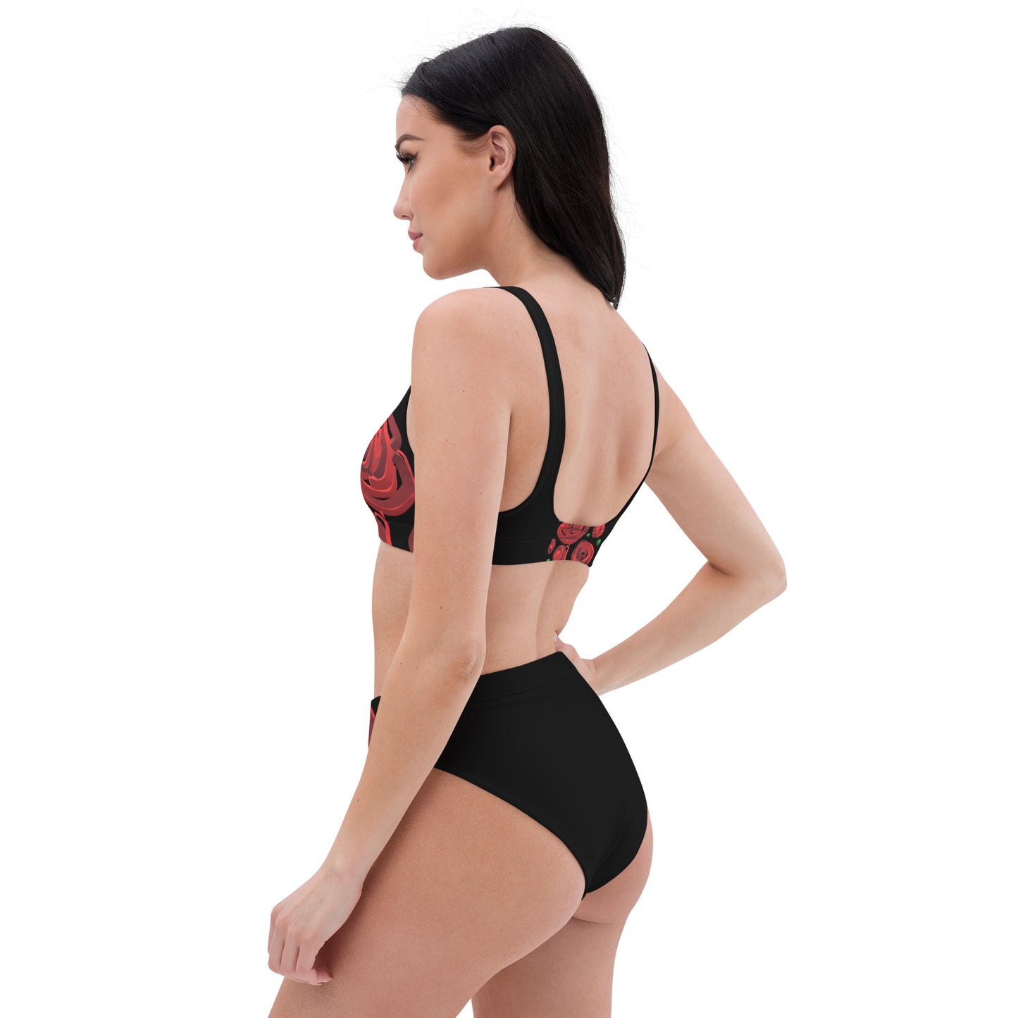 Recycled high-waisted bikini Geometric roses