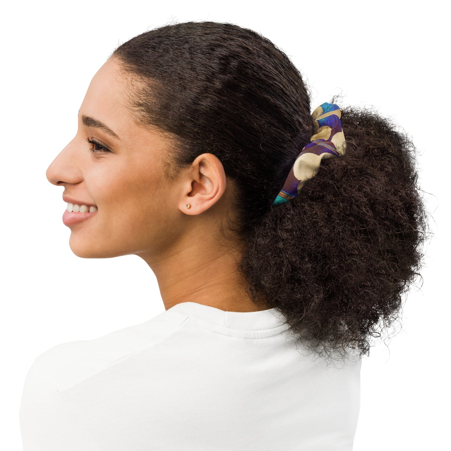 Scrunchie with goldish flowers