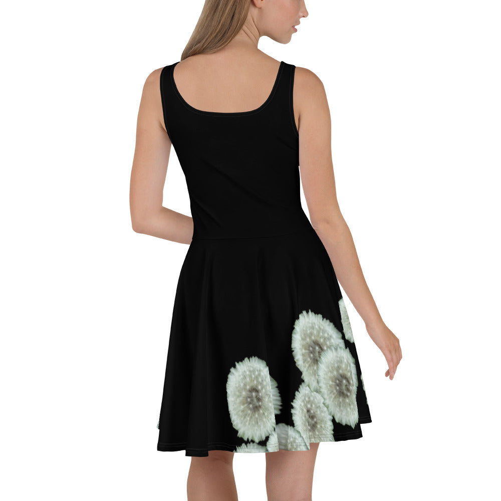 Skater Dress Dandelions on black