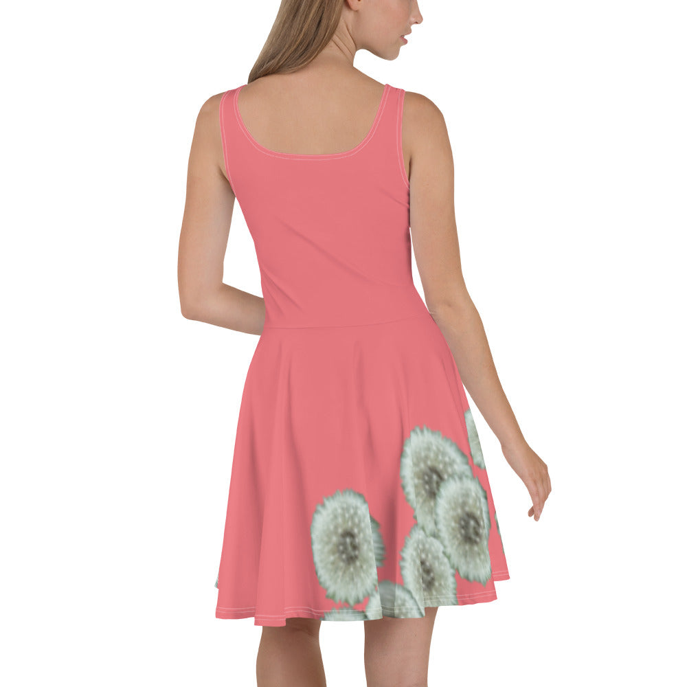 Skater Dress Dandelions on pink