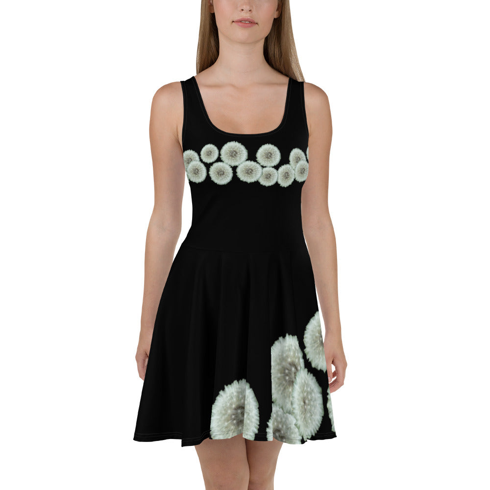 Skater Dress Dandelions on black