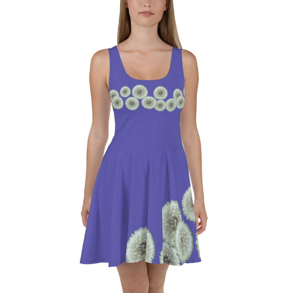 Skater Dress Dandelions on purple