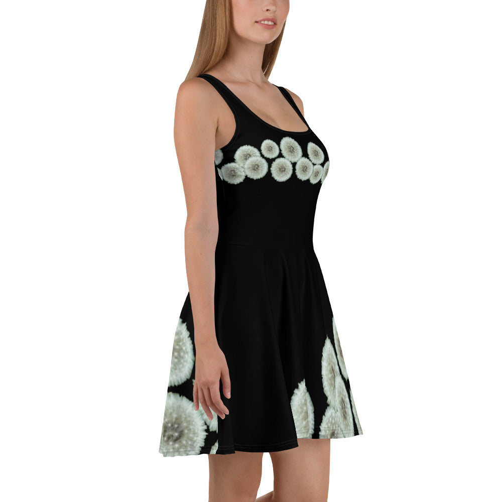 Skater Dress Dandelions on black