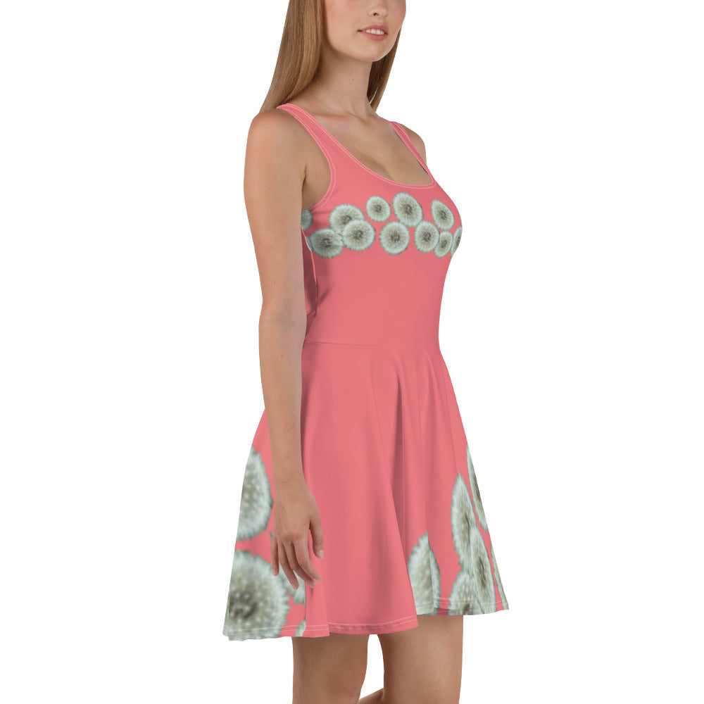 Skater Dress Dandelions on pink