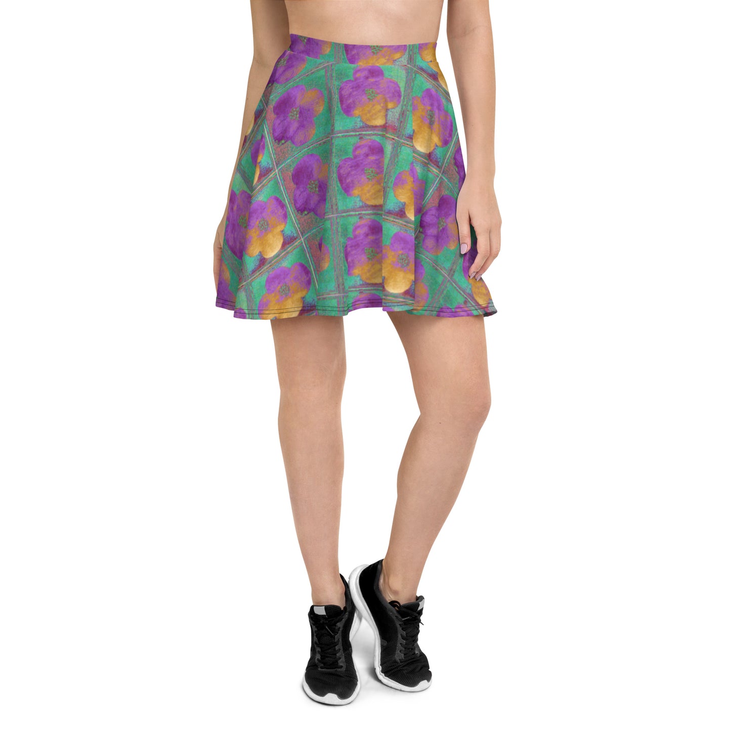 Skater Skirt with dark pink flowers