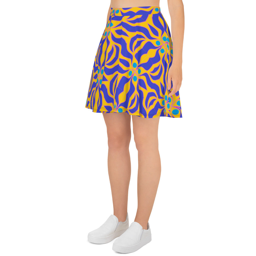 Skater Skirt with purple and yellow print
