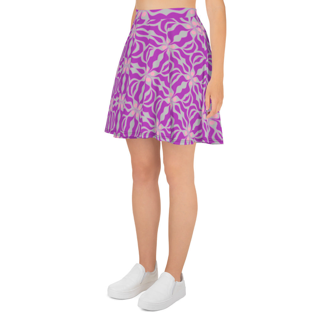 Skater Skirt with gray and purple print