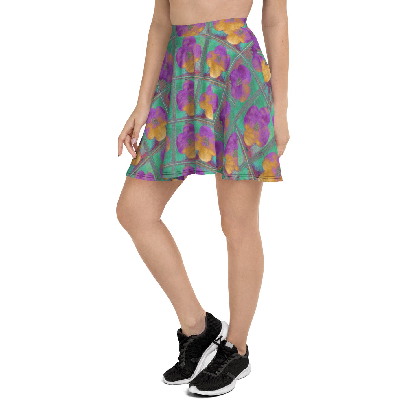 Skater Skirt with dark pink flowers