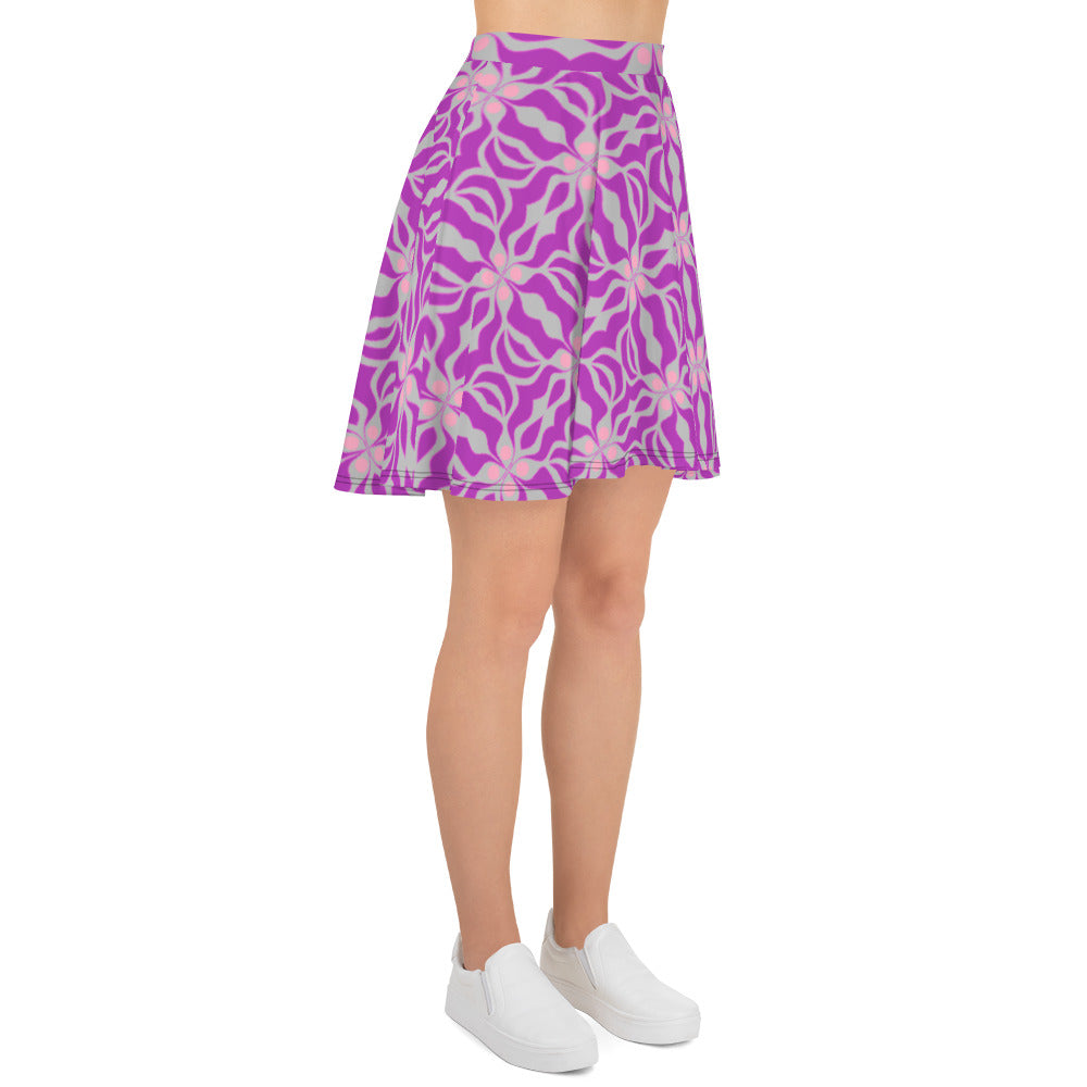 Skater Skirt with gray and purple print