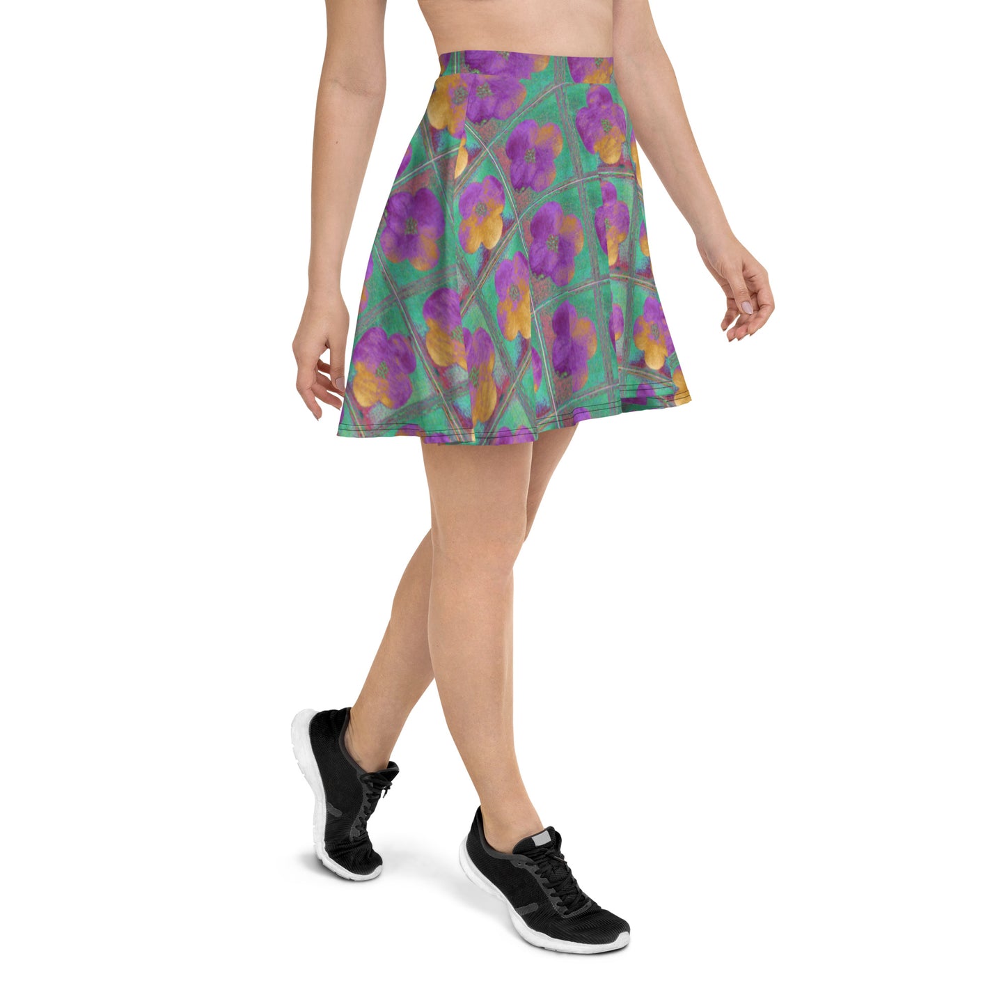 Skater Skirt with dark pink flowers