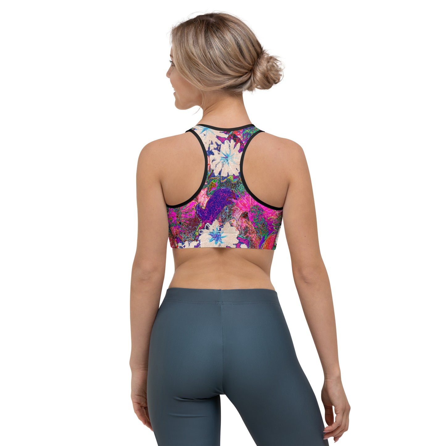 Sports bra pink flowers