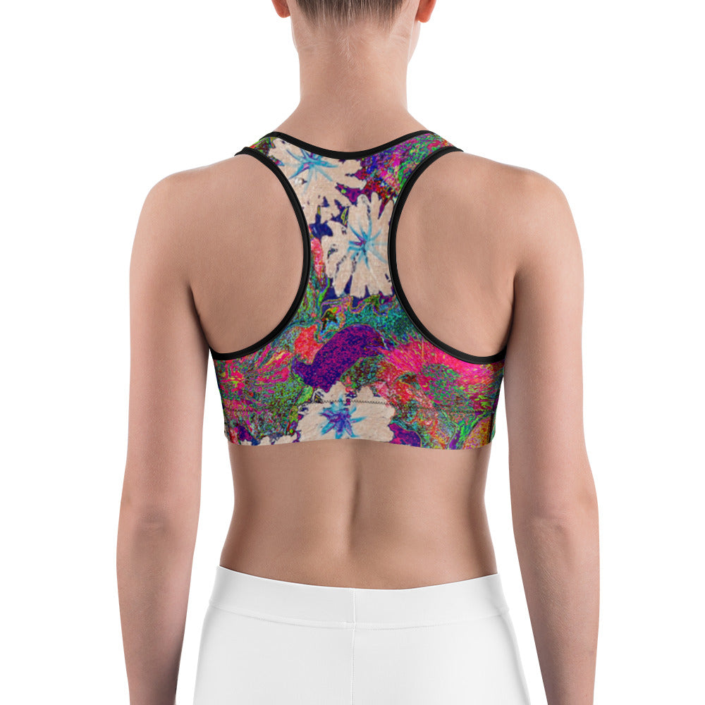 Sports bra orange flowers