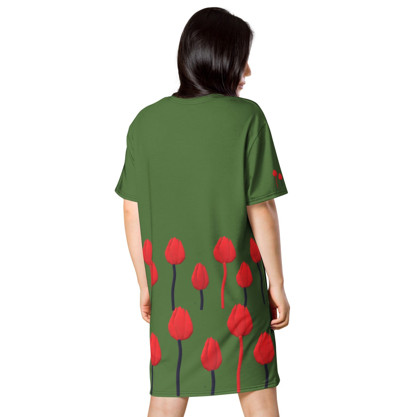 T-shirt dress Tulips on green