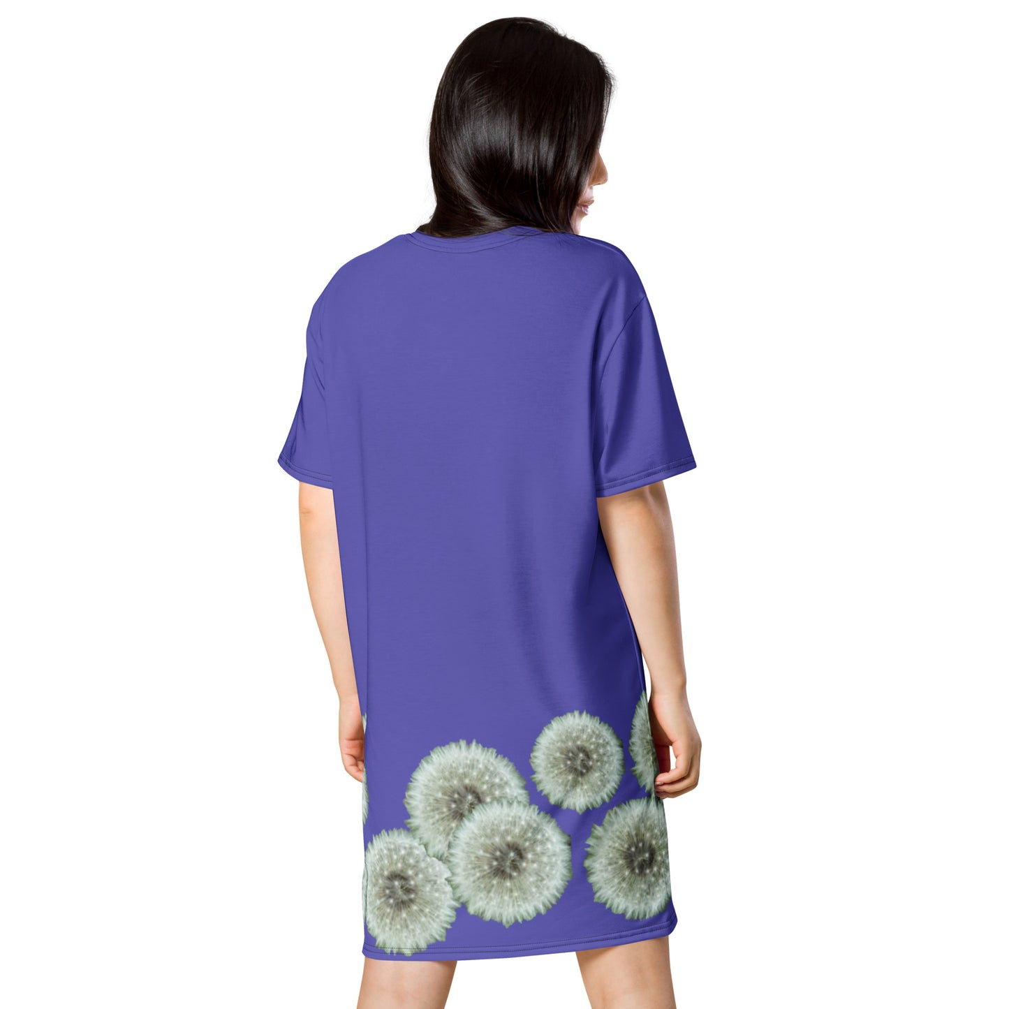 T-shirt dress Dandelions on purple