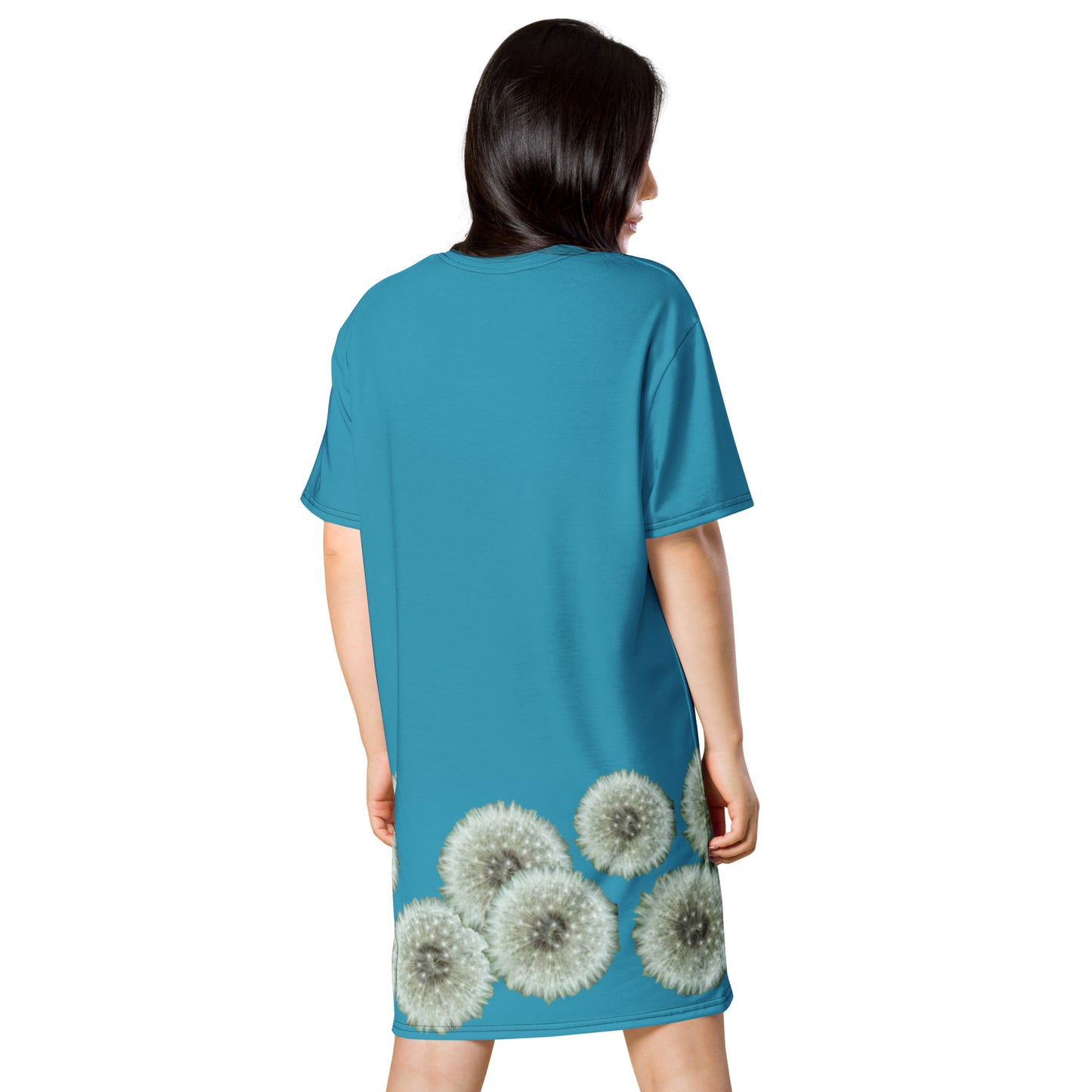 T-shirt dress Dandelions on turquoise