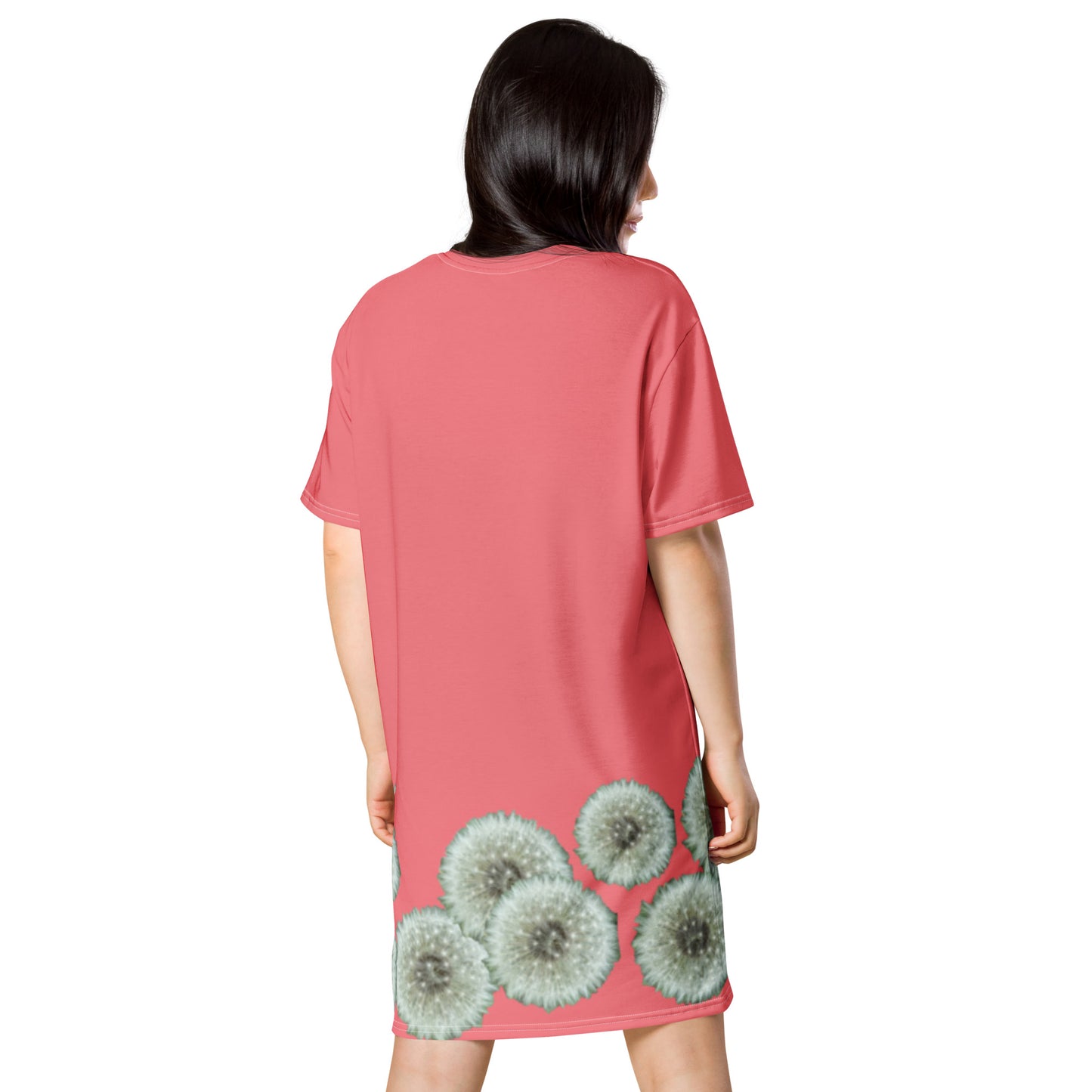 T-shirt dress Dandelions on pink