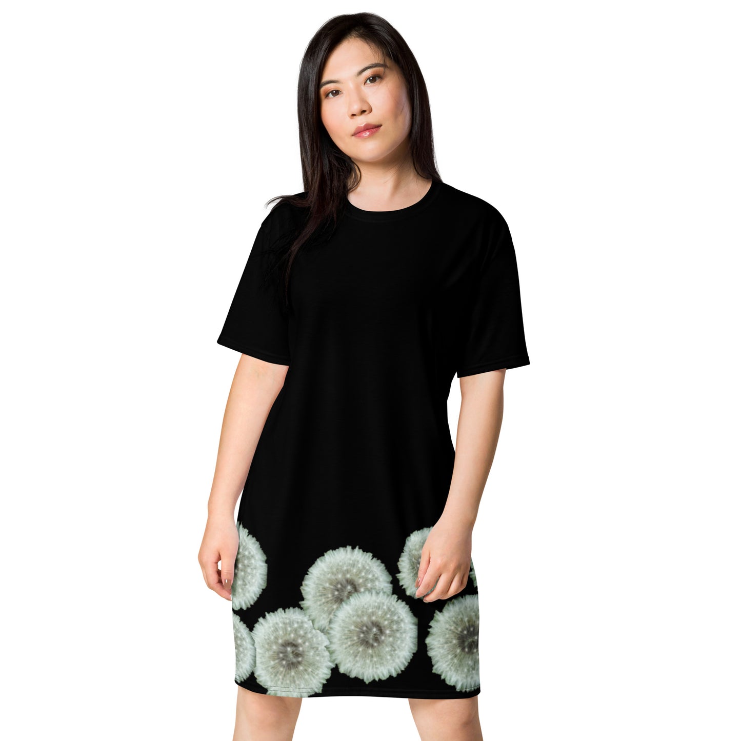 T-shirt dress Dandelions on black