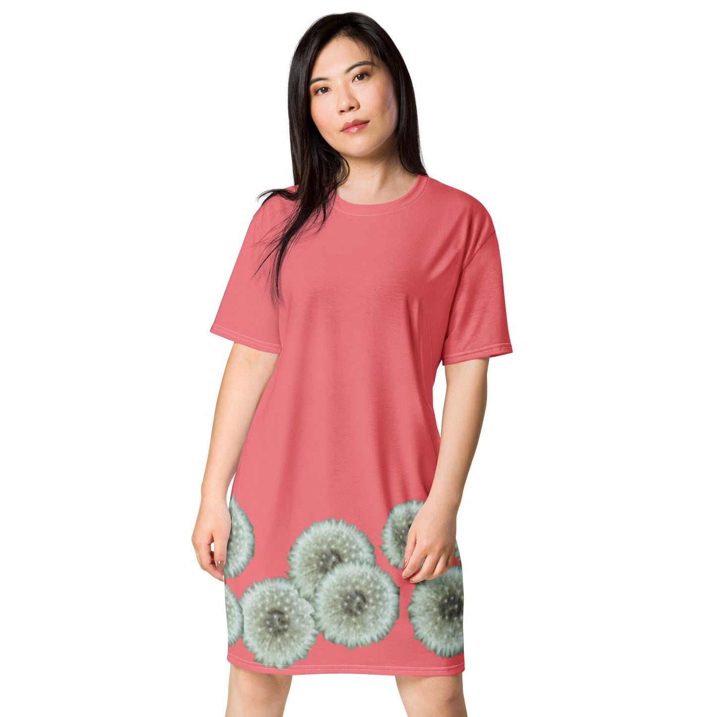 T-shirt dress Dandelions on pink