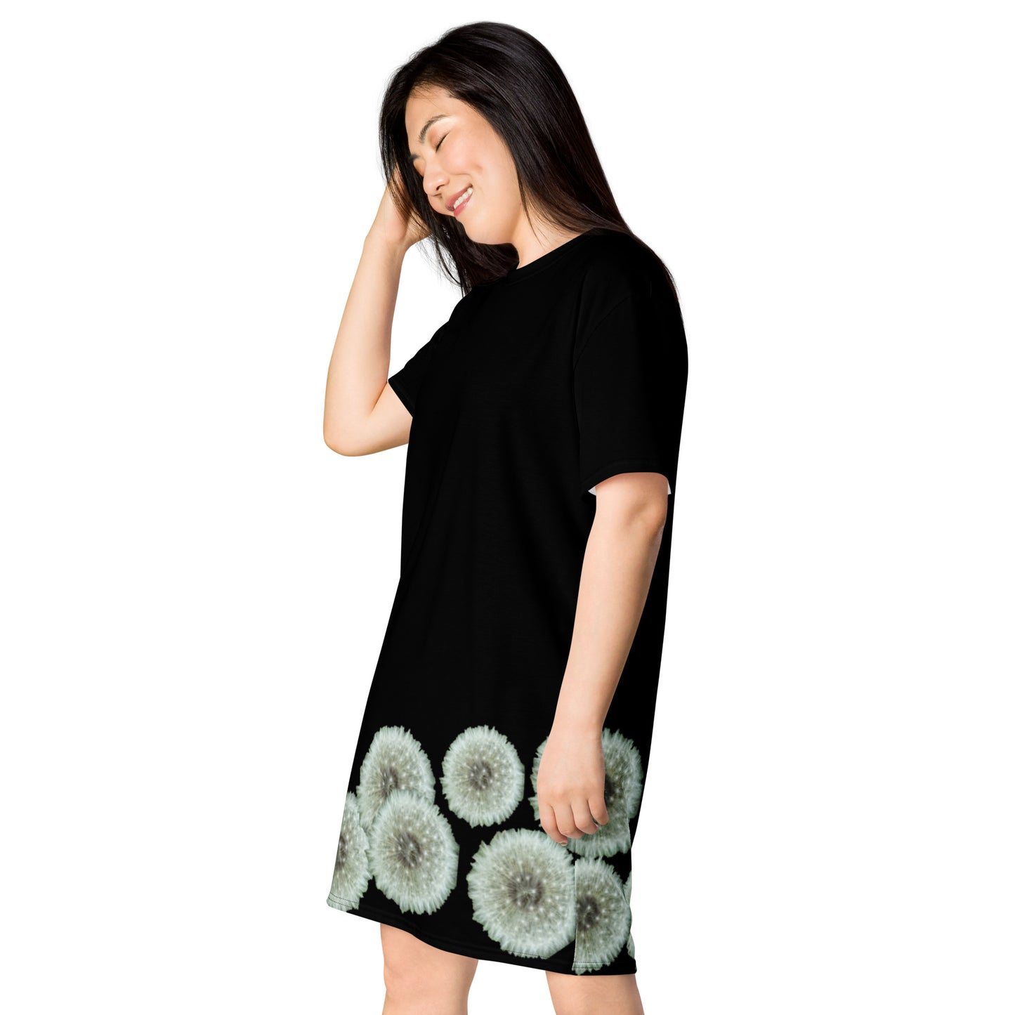 T-shirt dress Dandelions on black