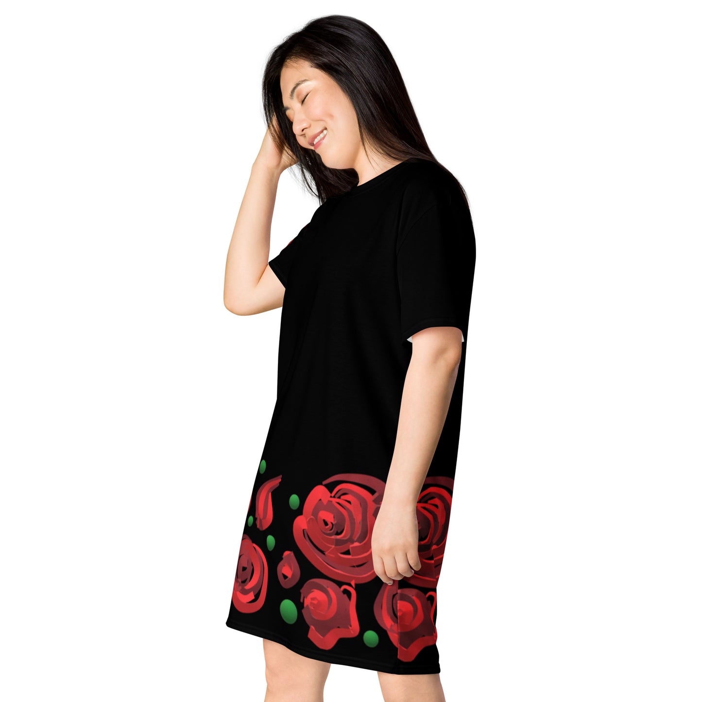 T-shirt dress Geometric roses
