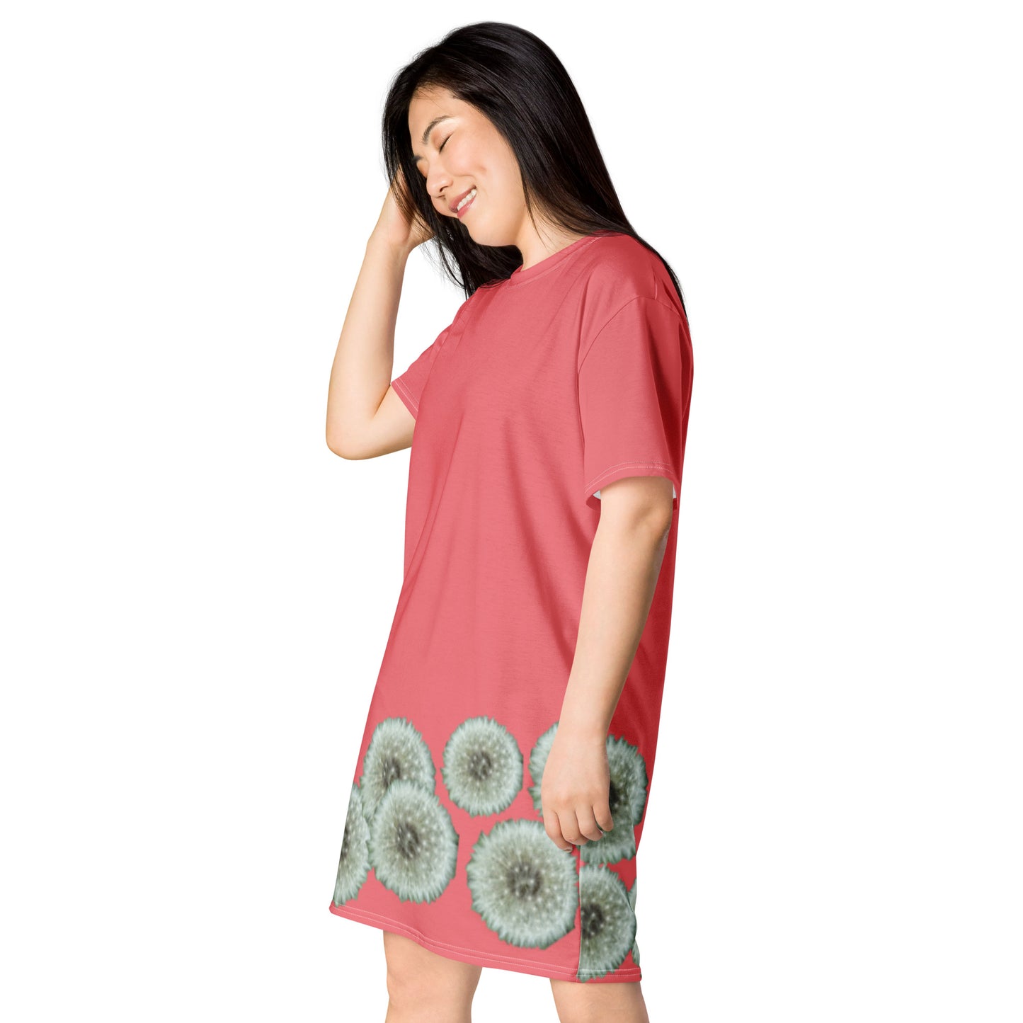 T-shirt dress Dandelions on pink