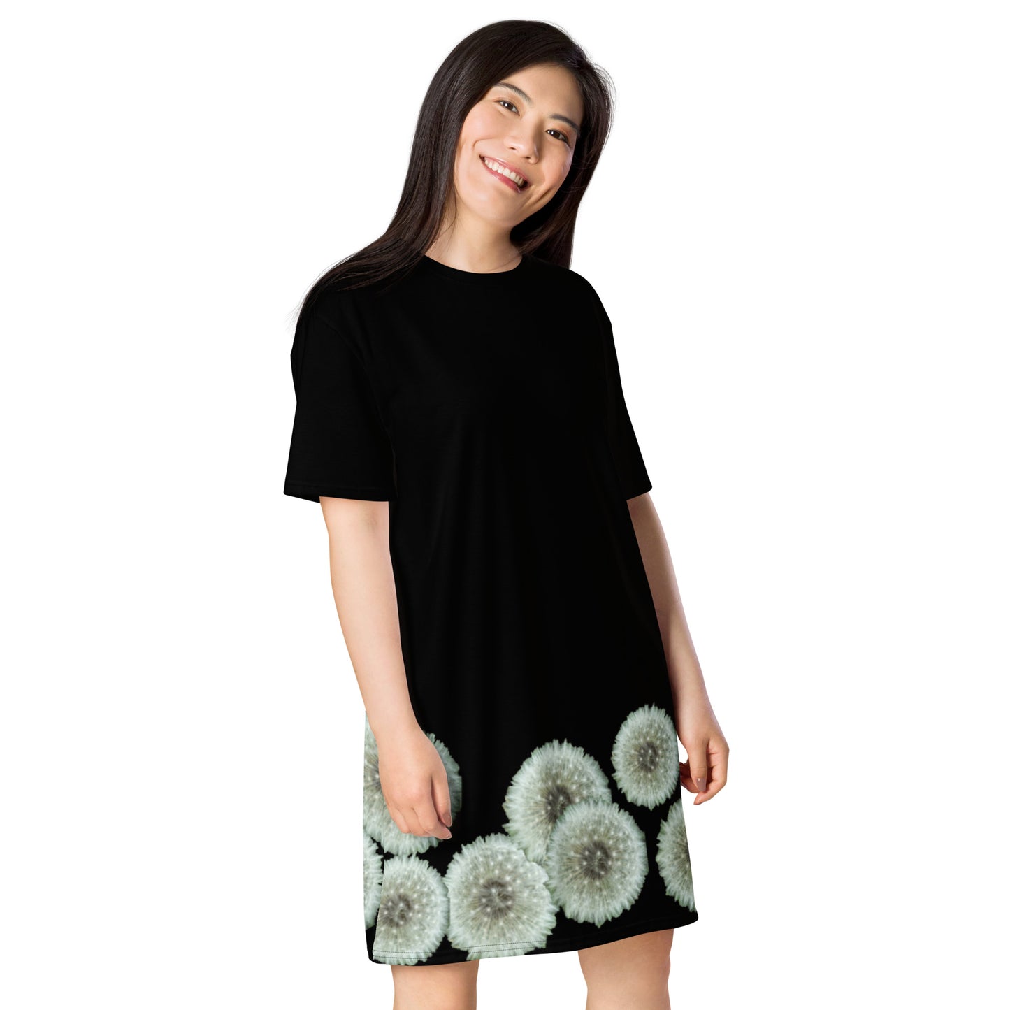 T-shirt dress Dandelions on black