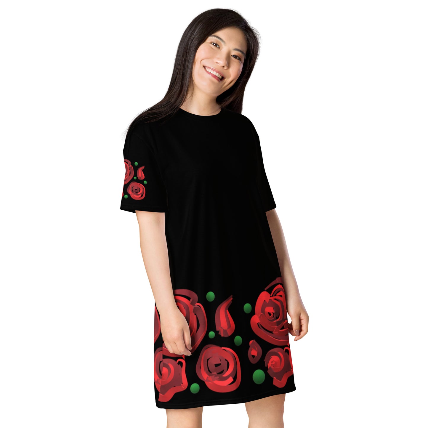 T-shirt dress Geometric roses