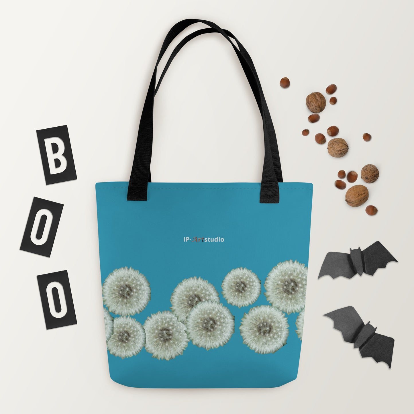 Tote bag Dandelions on turquoise