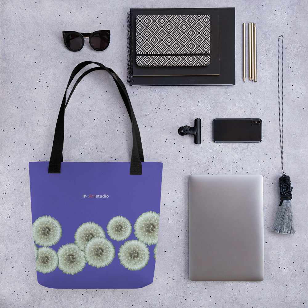 Tote bag Dandelions on purple