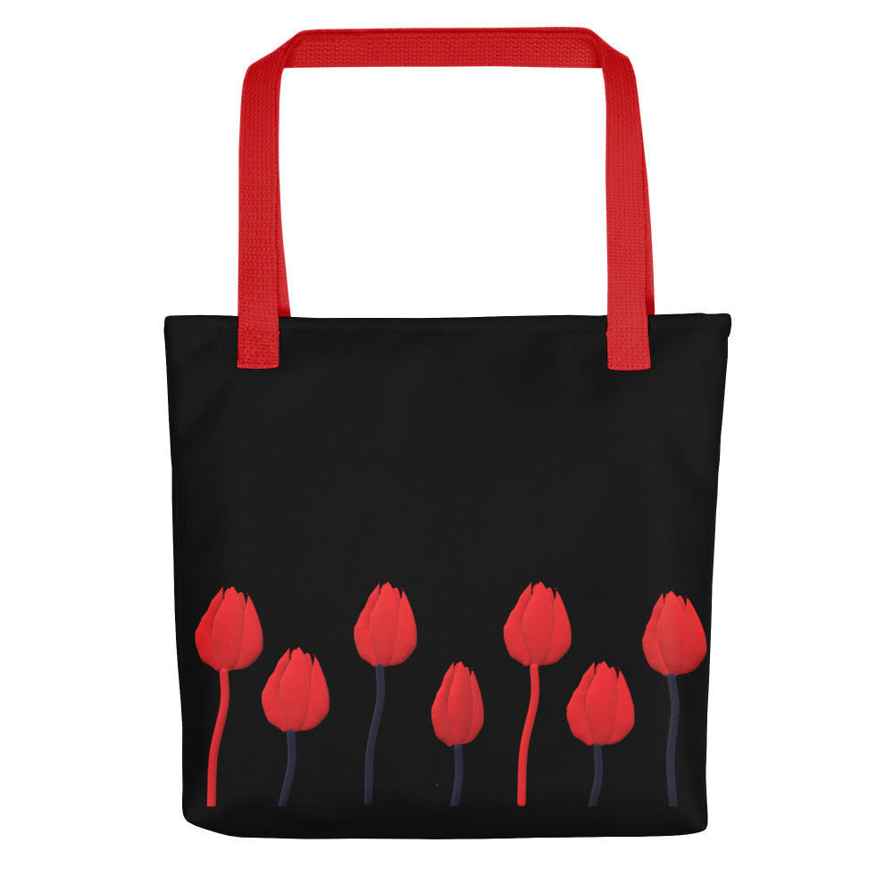 Tote bag Tulip on black