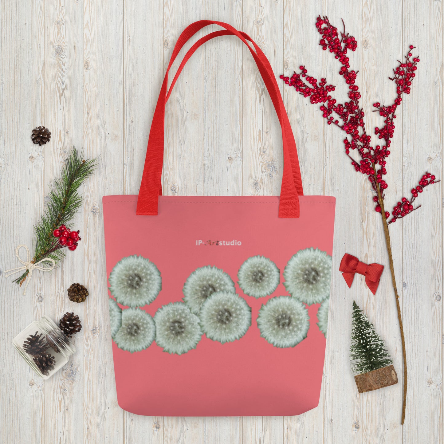 Tote bag Dandelions on pink