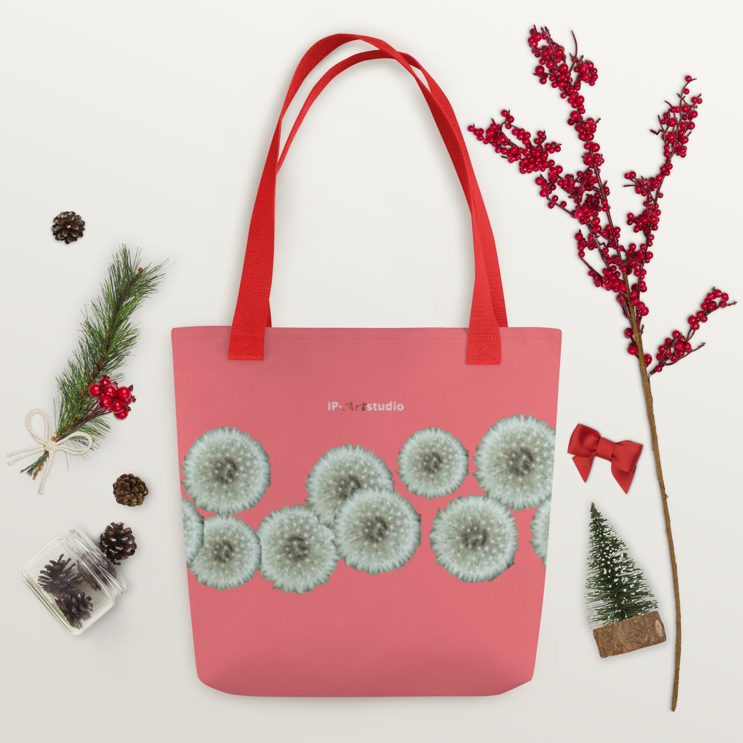 Tote bag Dandelions on pink