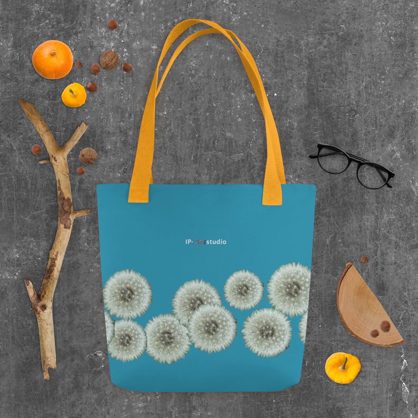 Tote bag Dandelions on turquoise