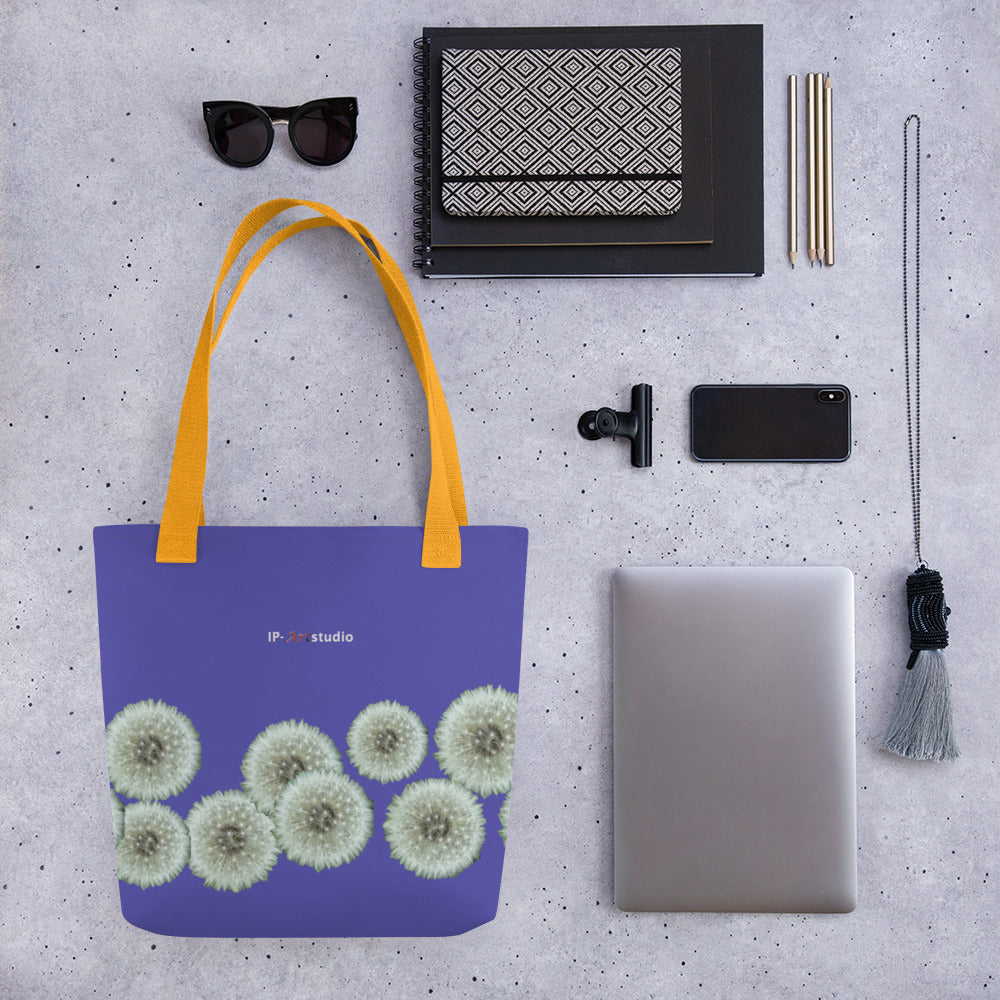 Tote bag Dandelions on purple