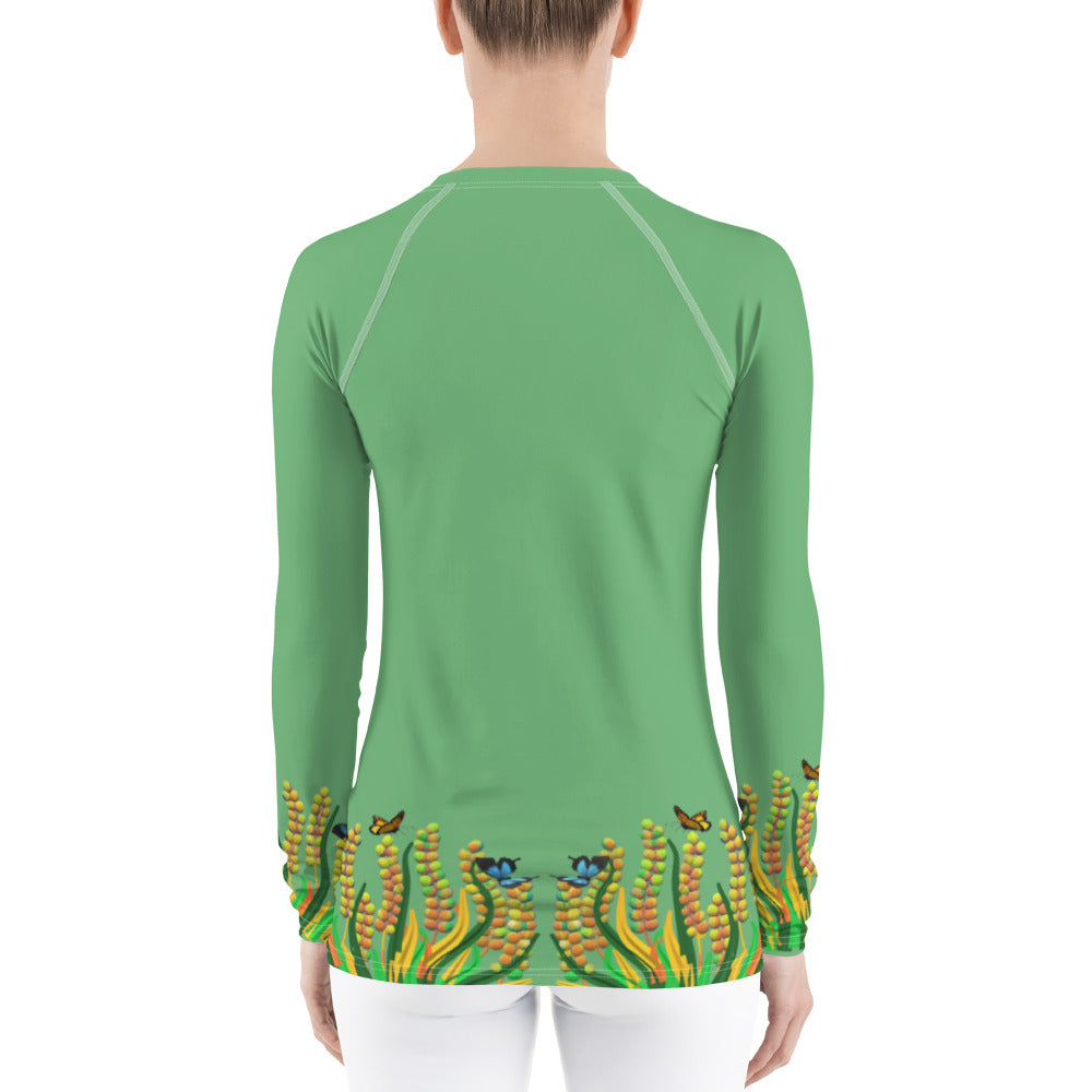 Women's Rash Guard with green grass