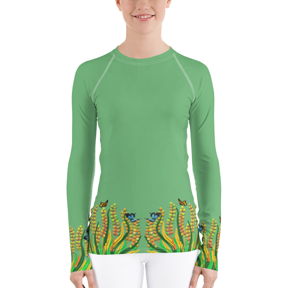 Women's Rash Guard with green grass