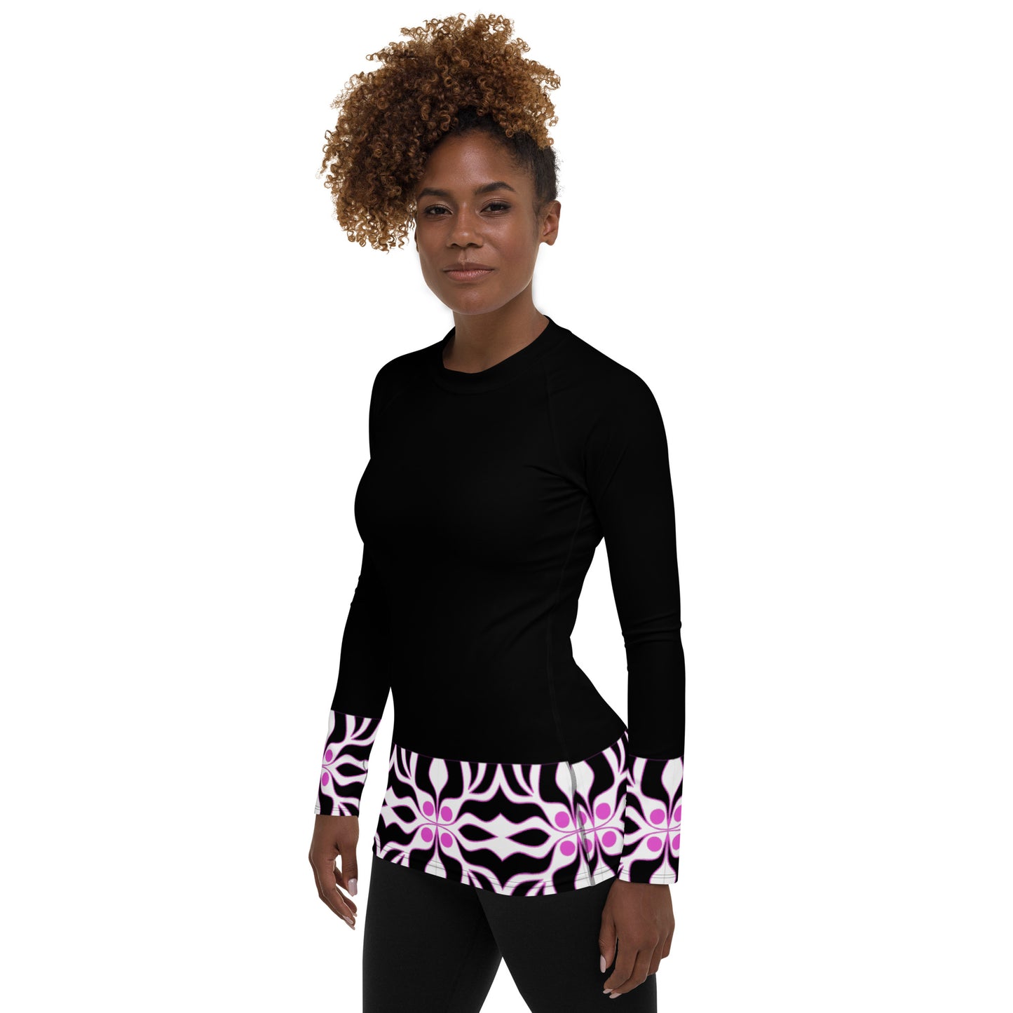 Women's Rash Guard with black and purple print